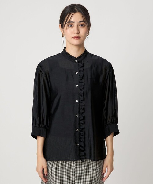 フロントネック フリル ブラウス（シャツ/ブラウス）｜green label