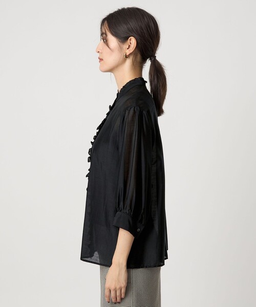 セール】フロントネック フリル ブラウス（シャツ/ブラウス）｜green