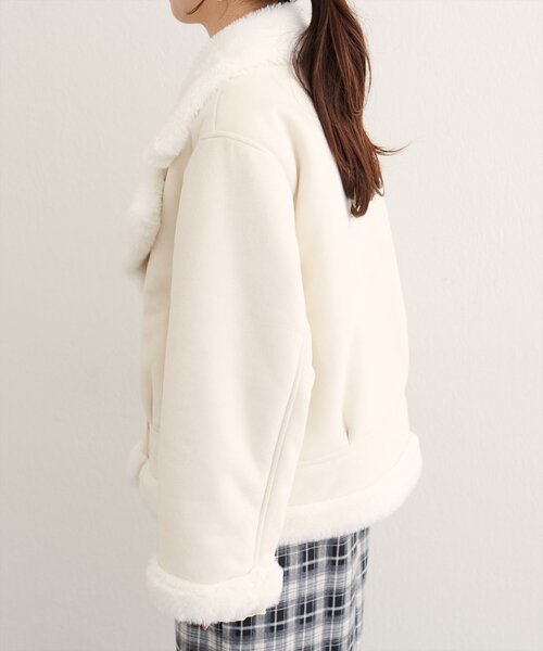 natural couture（ナチュラルクチュール）の「フェイクファームートンブルゾン（ブルゾン・レディース・ブラウン/モカ/アイボリー・FREE）」の17枚目の写真