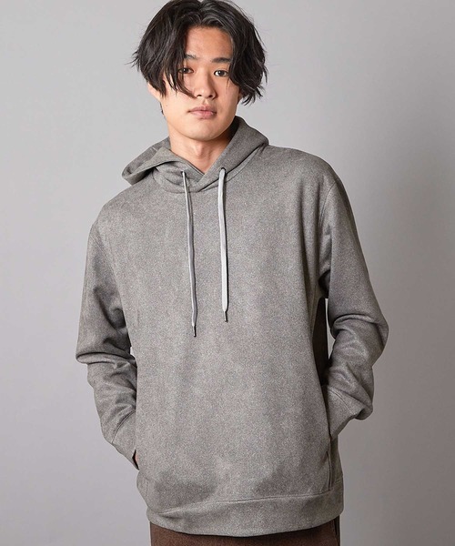 UNION STATION（ユニオンステーション）の「リラックスフィットフェイクスウェード パーカー（スウェット・メンズ・ホワイト/キャメル/ブラック/グレー/ブルーグリーン・M/L/LL）」の3枚目の写真