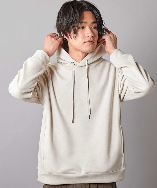UNION STATION（ユニオンステーション）の「リラックスフィットフェイクスウェード パーカー（スウェット・メンズ・ホワイト/キャメル/ブラック/グレー/ブルーグリーン・M/L/LL）」の19枚目の写真