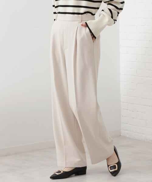 THE SHOP TK （ザ ショップ ティーケー ）の「【着丈選べる/XS～XLサイズ】あったか裏起毛ワイドパンツ（その他パンツ・レディース・ブラック/アイボリー/ダークブラウン系1/チャコールグレー・13/12/14/11/10/03/01/02）」の2枚目の写真