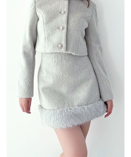 RESEXXY（リゼクシー）の「フェイクファーミニスカート【セットアップ着用可能】（スカート・レディース・グレー/ホワイト/その他1・FREE）」の3枚目の写真