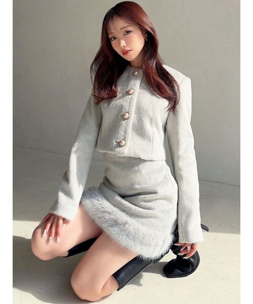 RESEXXY（リゼクシー）の「フェイクファーミニスカート【セットアップ着用可能】（スカート・レディース・グレー/ホワイト/その他1・FREE）」の9枚目の写真