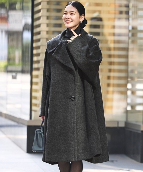 セール】ゆるふわ アシメカラー ・ シャギーコート ( ベルト付き