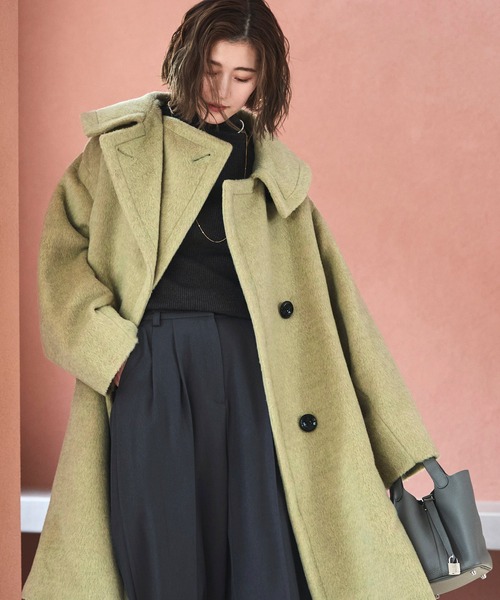 セール】ゆるふわ アシメカラー ・ シャギーコート ( ベルト付き