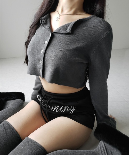 me+em select(ミームセレクト)の「【 3color 】ミニボタンショートリブニットカーディガン / mini button short rib knit cardigan ※※(カーディガン/ボレロ・レディース・グレー/アイボリー/ブラック・FREE)」の7枚目の写真