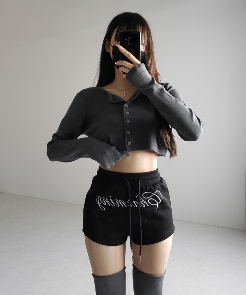 me+em select(ミームセレクト)の「【 3color 】ミニボタンショートリブニットカーディガン / mini button short rib knit cardigan ※※(カーディガン/ボレロ・レディース・グレー/アイボリー/ブラック・FREE)」の11枚目の写真