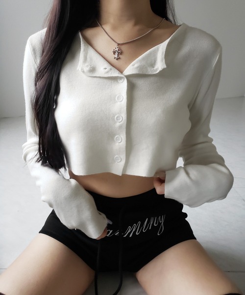 me+em select(ミームセレクト)の「【 3color 】ミニボタンショートリブニットカーディガン / mini button short rib knit cardigan ※※(カーディガン/ボレロ・レディース・グレー/アイボリー/ブラック・FREE)」の21枚目の写真