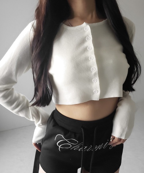 me+em select(ミームセレクト)の「【 3color 】ミニボタンショートリブニットカーディガン / mini button short rib knit cardigan ※※(カーディガン/ボレロ・レディース・グレー/アイボリー/ブラック・FREE)」の14枚目の写真