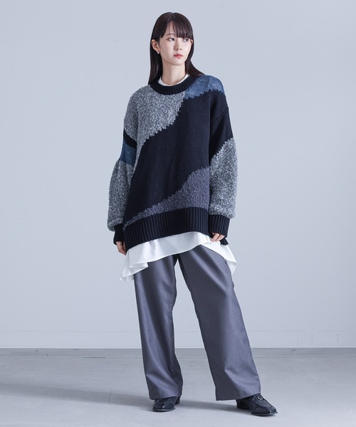 kOhAKU（コハク）の「『異素材配色切替ニット』（ニット/セーター・レディース・ブラウン/ブラック・FREE）」の15枚目の写真