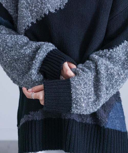 kOhAKU（コハク）の「『異素材配色切替ニット』（ニット/セーター・レディース・ブラウン/ブラック・FREE）」の17枚目の写真