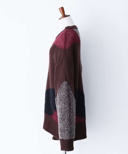 kOhAKU（コハク）の「『異素材配色切替ニット』（ニット/セーター・レディース・ブラウン/ブラック・FREE）」の9枚目の写真