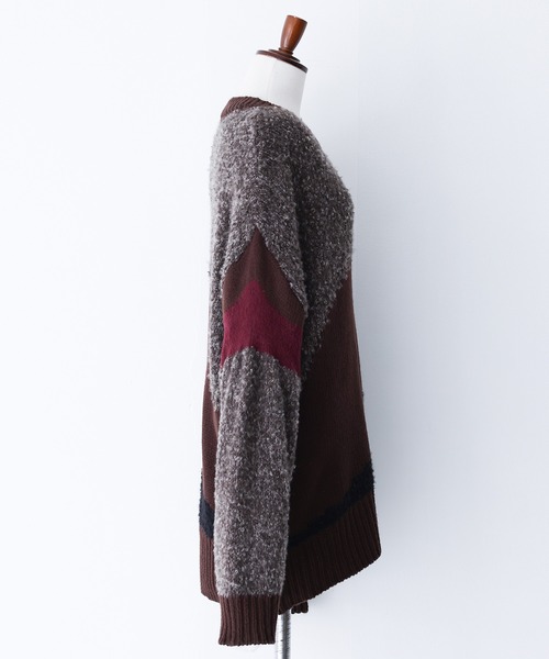 kOhAKU（コハク）の「『異素材配色切替ニット』（ニット/セーター・レディース・ブラウン/ブラック・FREE）」の10枚目の写真