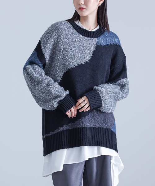 kOhAKU（コハク）の「『異素材配色切替ニット』（ニット/セーター・レディース・ブラウン/ブラック・FREE）」の21枚目の写真