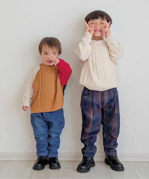 BREEZE（ブリーズ）の「【ジュニア対応】インディゴコーデユロイチェックパンツ（その他パンツ・キッズ・サックスブルー/ネイビー・80/90/100/120/130/140/110）」の19枚目の写真