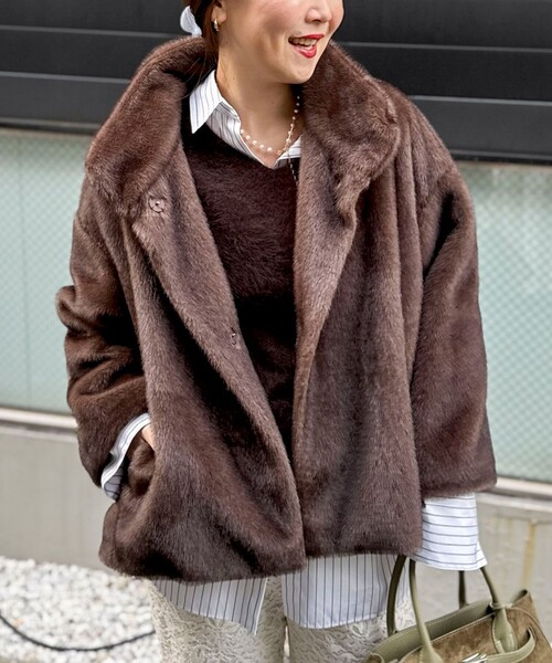 ECOPELフェイクファーショートコート(その他アウター)|NOLLEY'S ECOPELフェイクファーショートコート(その他アウター)|NOLLEY'S