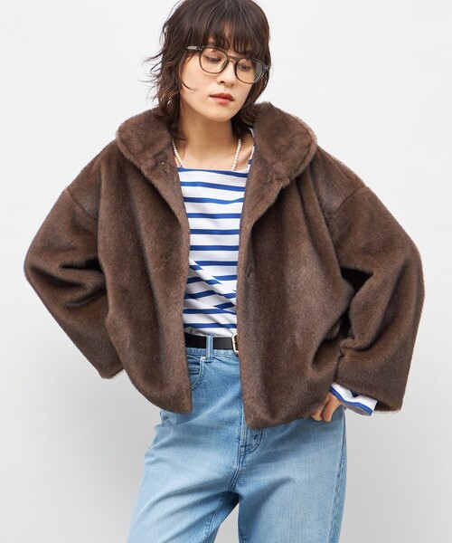 NOLLEY’S Sophi（ノーリーズソフィ）の「ECOPELフェイクファーショートコート（その他アウター・レディース・ダークブラウン/グレイッシュベージュ・38）」の12枚目の写真