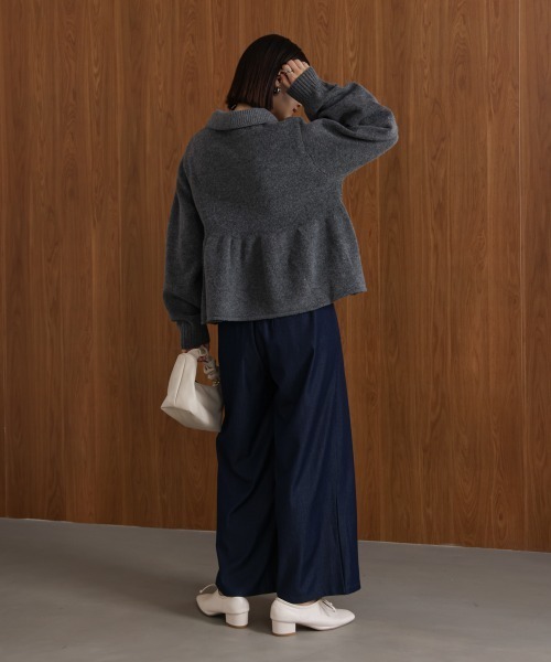 Bou Jeloud（ブージュルード）の「襟付きペプラムニット（ニット/セーター・レディース・チャコールグレー/ブラウン・FREE）」の7枚目の写真