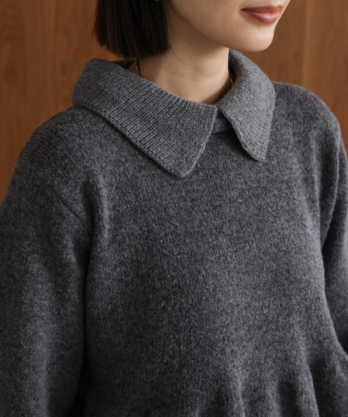 Bou Jeloud（ブージュルード）の「襟付きペプラムニット（ニット/セーター・レディース・チャコールグレー/ブラウン・FREE）」の15枚目の写真