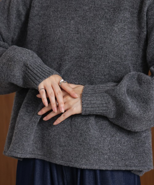 Bou Jeloud（ブージュルード）の「襟付きペプラムニット（ニット/セーター・レディース・チャコールグレー/ブラウン・FREE）」の16枚目の写真