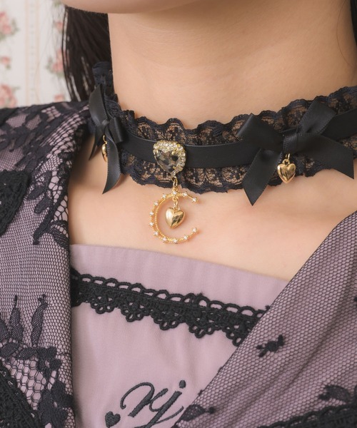 ROJITA（ロジータ）の「ダブルリボンムーンチャームチョーカー（チョーカー・レディース・ブラック/ピンク/マルチ・FREE）」の7枚目の写真