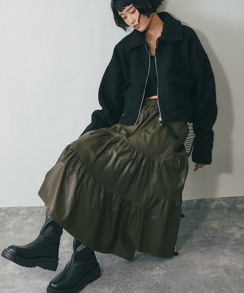 ソフトレザー風ティアードスカート（スカート）｜ANOTHER S（アナザー