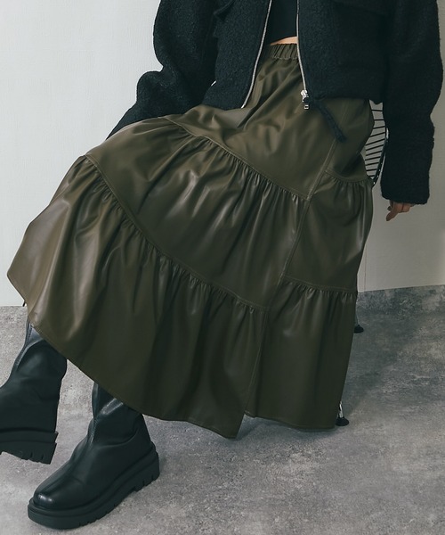 ソフトレザー風ティアードスカート（スカート）｜ANOTHER S（アナザー