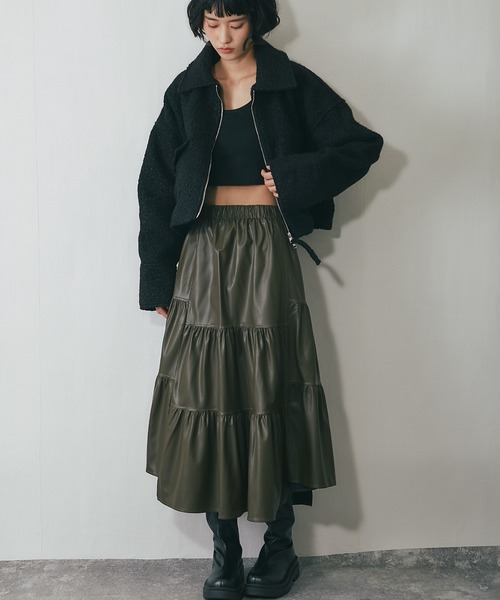 ソフトレザー風ティアードスカート（スカート）｜ANOTHER S（アナザー