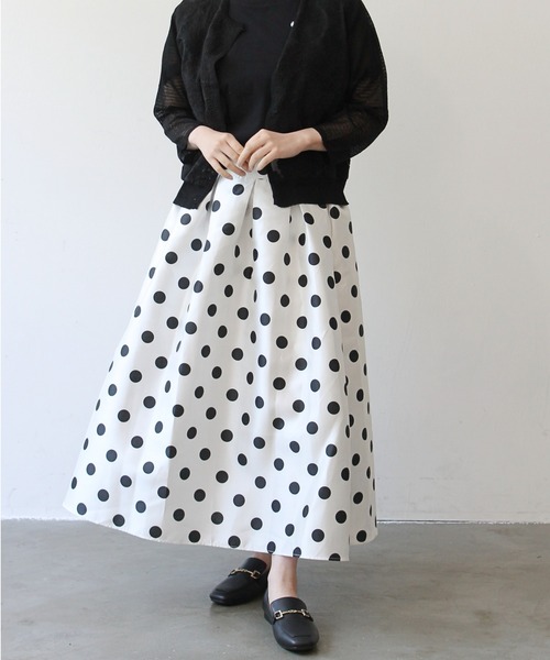 ドット柄フレアスカート（スカート）｜StyleSea（スタイルシー）の