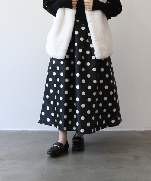 StyleSea（スタイルシー）の「ドット柄フレアスカート（スカート・レディース・ブラック/オフホワイト・FREE）」の7枚目の写真