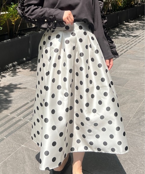 StyleSea（スタイルシー）の「ドット柄フレアスカート（スカート・レディース・ブラック/オフホワイト・FREE）」の12枚目の写真