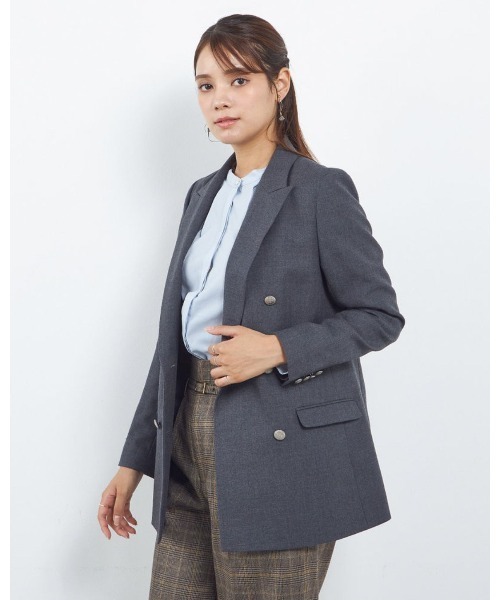 SUIT SELECT(スーツセレクト)の「【SILVER LINE】【秋冬】6釦2掛けダブルリミテッドブレザー/SUPER100'S(テーラードジャケット・レディース・ブラック/ネイビー/グレー/ダークグレー・SMALL/MEDIUM/LARGE/X-LARGE)」の3枚目の写真