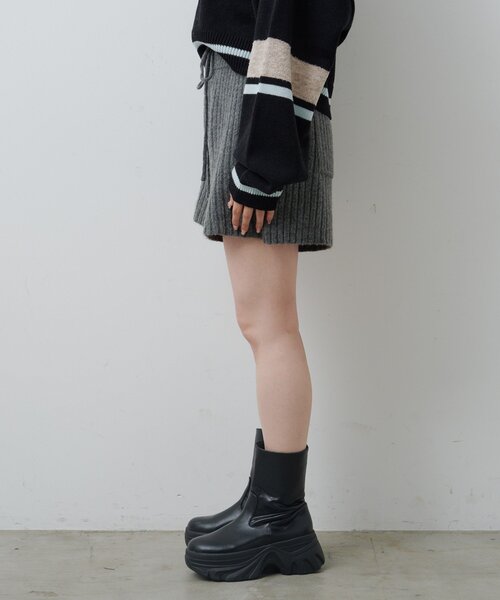 Kastane（カスタネ）の「【SETUP対応】リブニットショートパンツ（その他パンツ・レディース・アイボリー/サックスブルー/チャコールグレー・FREE）」の16枚目の写真