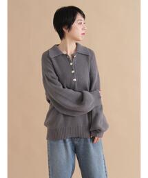 sm2rhythm | モヘヤライク衿付ニットプルオーバー(ニット/セーター)