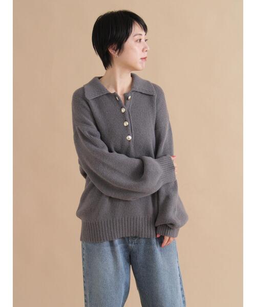 セール】モヘヤライク衿付ニットプルオーバー（ニット/セーター