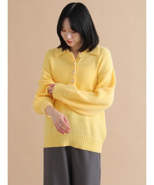 セール】モヘヤライク衿付ニットプルオーバー（ニット/セーター