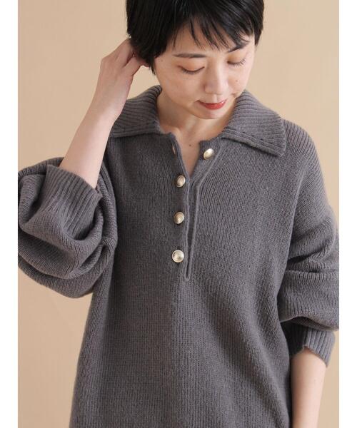 sm2rhythm(サマンサモスモスリズム)の「モヘヤライク衿付ニットプルオーバー(ニット/セーター・レディース・イエロー/ブラウン/チャコールグレー・F)」の4枚目の写真