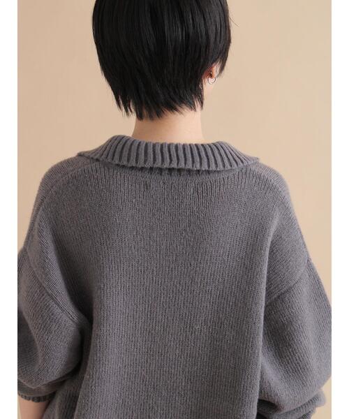 sm2rhythm(サマンサモスモスリズム)の「モヘヤライク衿付ニットプルオーバー(ニット/セーター・レディース・イエロー/ブラウン/チャコールグレー・F)」の5枚目の写真