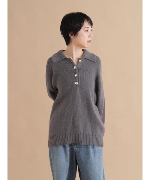 sm2rhythm(サマンサモスモスリズム)の「モヘヤライク衿付ニットプルオーバー(ニット/セーター・レディース・イエロー/ブラウン/チャコールグレー・F)」の6枚目の写真