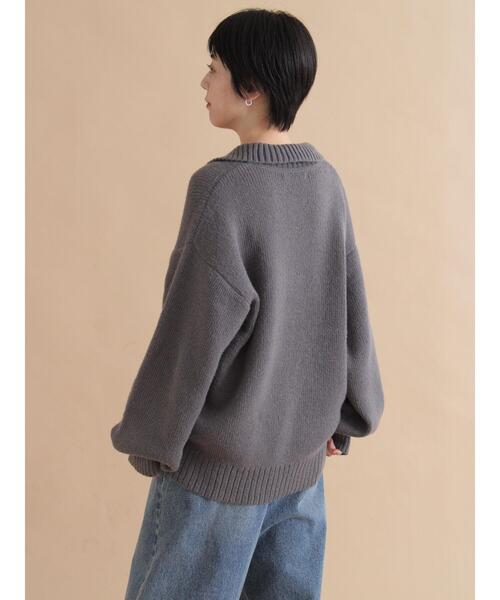 sm2rhythm(サマンサモスモスリズム)の「モヘヤライク衿付ニットプルオーバー(ニット/セーター・レディース・イエロー/ブラウン/チャコールグレー・F)」の7枚目の写真