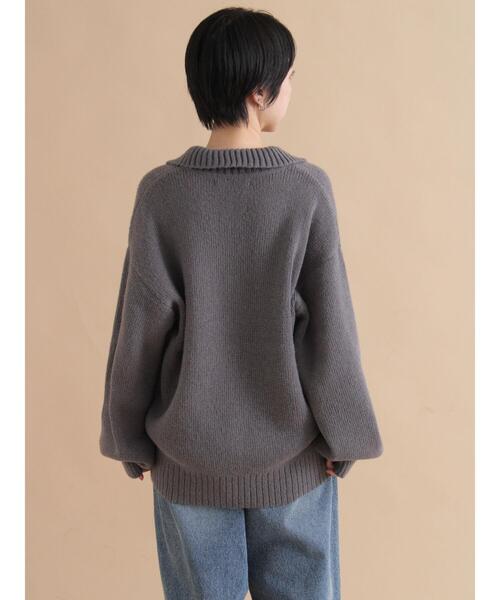 sm2rhythm(サマンサモスモスリズム)の「モヘヤライク衿付ニットプルオーバー(ニット/セーター・レディース・イエロー/ブラウン/チャコールグレー・F)」の8枚目の写真