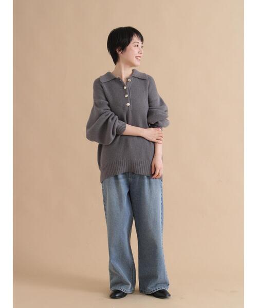 sm2rhythm(サマンサモスモスリズム)の「モヘヤライク衿付ニットプルオーバー(ニット/セーター・レディース・イエロー/ブラウン/チャコールグレー・F)」の11枚目の写真