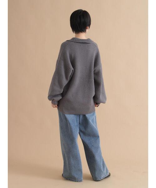 セール】モヘヤライク衿付ニットプルオーバー（ニット/セーター