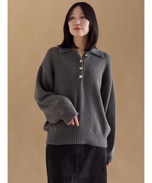 sm2rhythm(サマンサモスモスリズム)の「モヘヤライク衿付ニットプルオーバー(ニット/セーター・レディース・イエロー/ブラウン/チャコールグレー・F)」の15枚目の写真