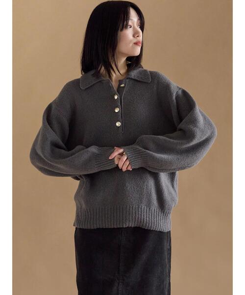 sm2rhythm(サマンサモスモスリズム)の「モヘヤライク衿付ニットプルオーバー(ニット/セーター・レディース・イエロー/ブラウン/チャコールグレー・F)」の16枚目の写真