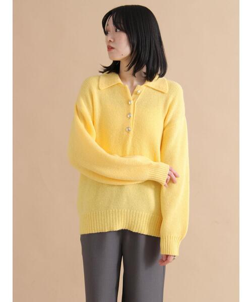 sm2rhythm(サマンサモスモスリズム)の「モヘヤライク衿付ニットプルオーバー(ニット/セーター・レディース・イエロー/ブラウン/チャコールグレー・F)」の21枚目の写真