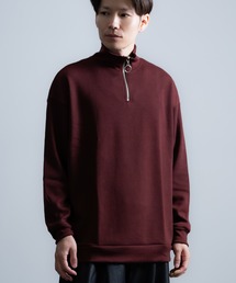 ハーフジップ」に該当するニット/セーター（レッド/赤色系・無地