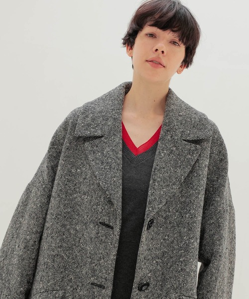 DRESSLAVE(ドレスレイブ)の「B7 / tweed cocoon coat(ツイードコクーンコート)(ピーコート・レディース・グレー・38)」の4枚目の写真