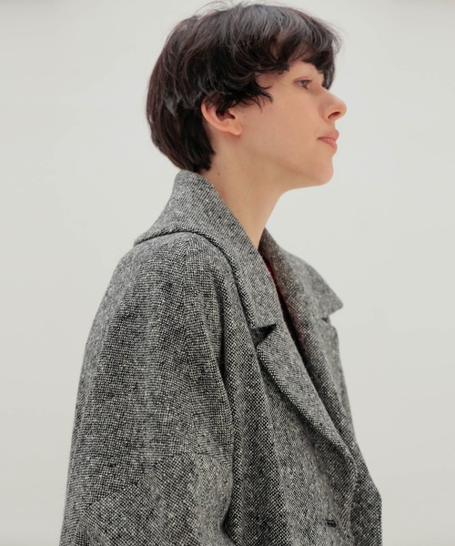 DRESSLAVE(ドレスレイブ)の「B7 / tweed cocoon coat(ツイードコクーンコート)(ピーコート・レディース・グレー・38)」の5枚目の写真